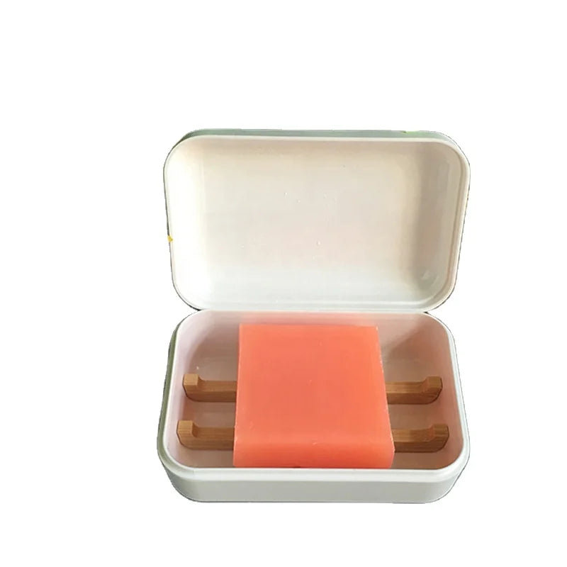 Sustainable Bamboo Fiber Biodegradable Bathroom Soap Dish Tray case with Cover