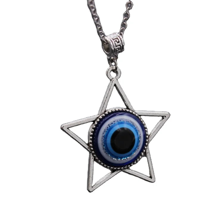 2025 Hot Sale Turkish Blue Evil Eye Chain Necklace Metal Accessories Wall Hanging Decoration Blue Evil Eye Craft Gift