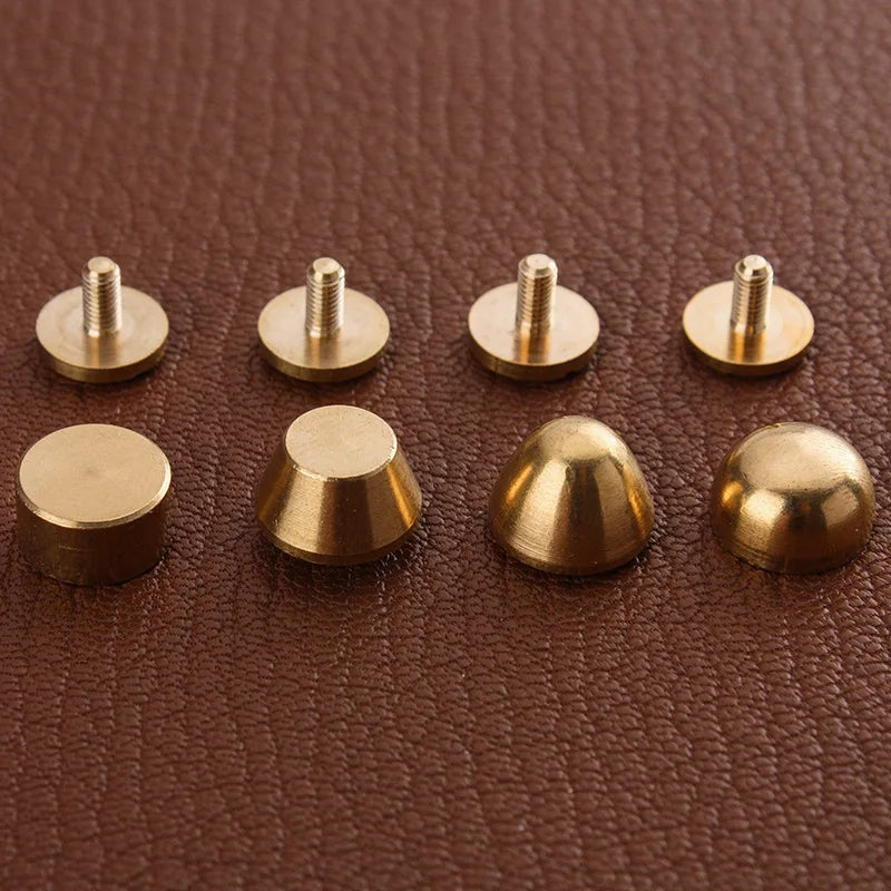 Feet Nailhead Flat Stud Solid Brass Screw-Back Spike Metal Cone Studs Rivet Leather Craft DIY Accessories