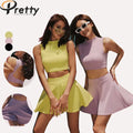 2024 Hot Sales Women Tennis Dress 2 Pieces Set Tennis Fitness Dress Custom Logo Golf Fitness Skirts Gym Outwork Clothes