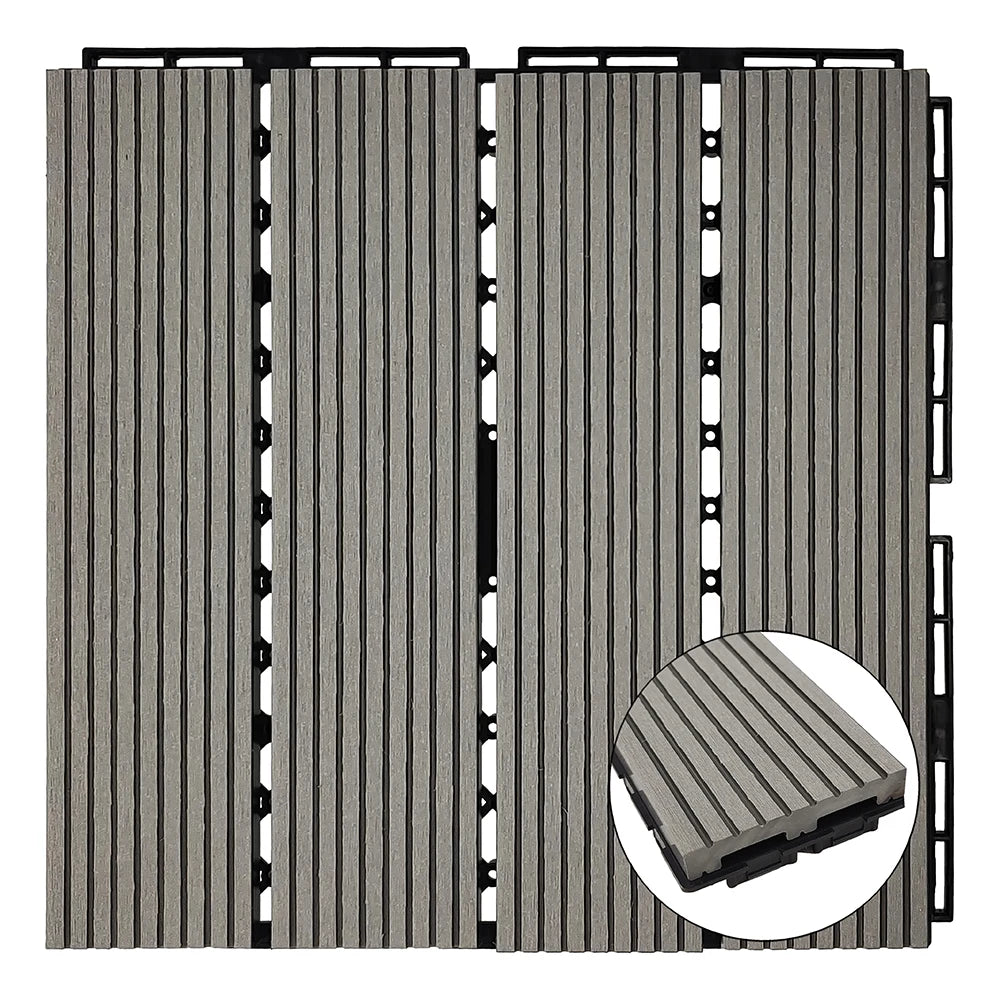 Real WPC Interlocking Deck Tiles Outdoor Waterproof Patio Flooring Modern Design