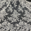Indonesian White Bridal Lace Fabric Beaded Embroidery Lace