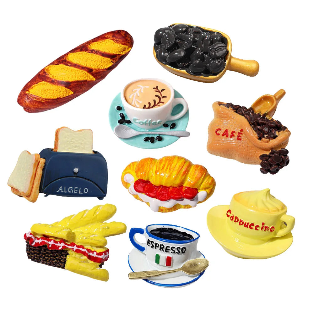 Cute Miniature Food Artificial Big Coffee Cup Bean Bread Design Diy Resin Charm Craft for Souvenir Gift
