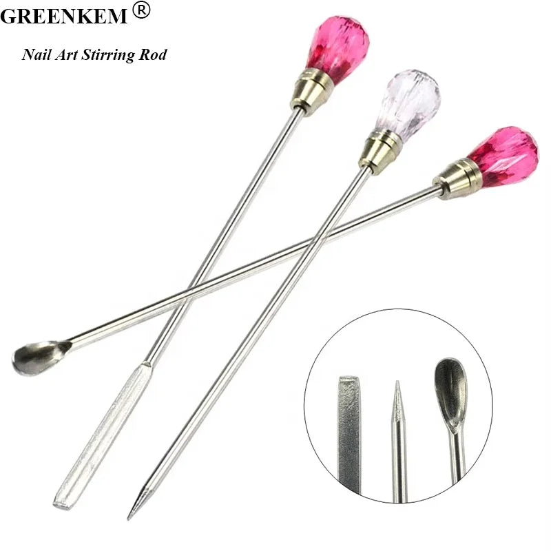 Stainless Steel Acrylic Powder Liquid UV Gel Spoon Spatula Pin Dotting Pen Manicure Nail Art Stirring Rod