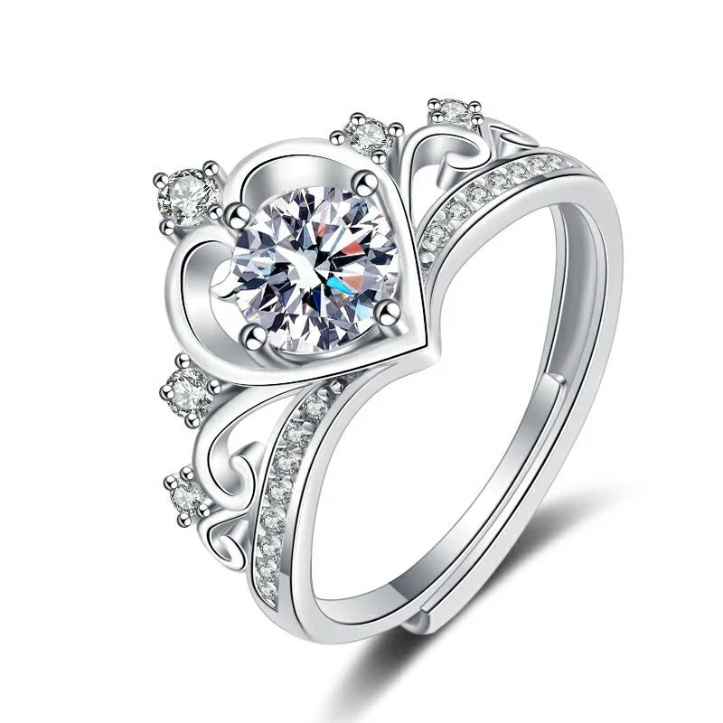 CustomMade White Gold 925 Sterling Silver Halo D Color VVS 1 Ct Diamond Engagement Moissanite Rings for Women