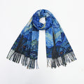 Custom Design Women's Van Gogh Sky Painting Thermal Scarf Long Winter Fashion Wind Shawl Soft Cashmere Feel Scarf