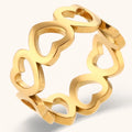 Dingran Hot Sale 18K Gold Plated Stainless Steel Heart Ring Tarnish-Free Vintage Style Jewelry for Women
