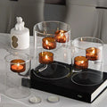 European Style Cylinder High Borosilicate Glass Luxury Heat Resistant Candle Holder Creative Home Decor Christmas Windproof