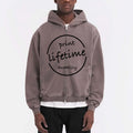 Custom Men's 100% Cotton Oversized Zipper Functional Drop Shoulder Hoodie Washed Hooded Blank Heavyweight Zip Hoodie