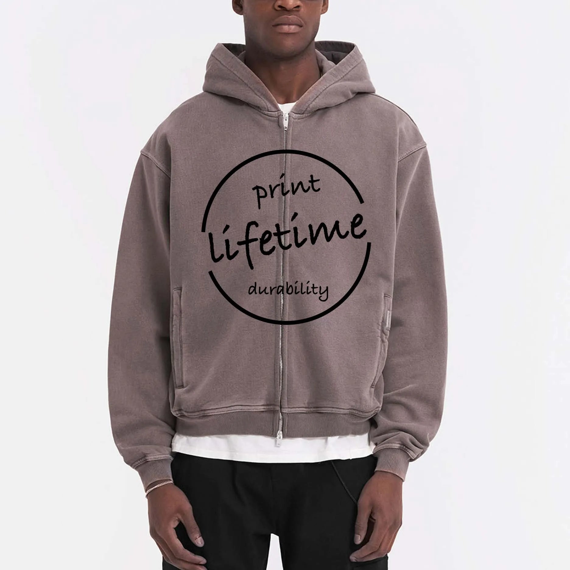 Custom Men's 100% Cotton Oversized Zipper Functional Drop Shoulder Hoodie Washed Hooded Blank Heavyweight Zip Hoodie