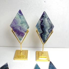 Wholesale Natural Crystal Reiki Spiritual Healing Crystal Slice Meditation Blue Fluorite Rhombus