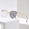 Photochromic Eye Protection Eyeglasses Cat Eye Anti Blue Block Light Optical Women Diamond  Half-frame Metal Eyewear