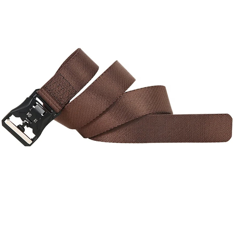 Tactical Belt Men Nylon Fabric Elastic Stretchy Belt Sports Metal Alloy Auto Quick Release Buckle Woven Belt for Hunting Hiking