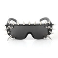 Wholesale Handmade Fashion Oversized Sunglasses Metal Rivet Futuristic Female One Piece Windproof Sunglasses