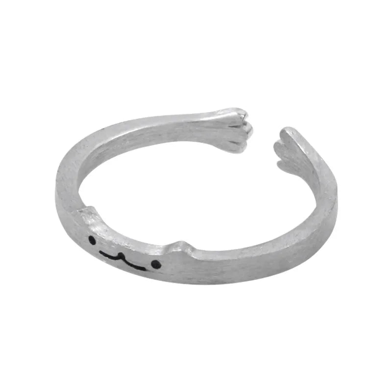 925 Sterling Silver Lovely Cat Ring Female INS Fashion Personality Korean Simple Student Adjustable Index Finger Ring
