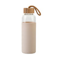 500ml Single-Wall Borosilicate Glass Cup with Bamboo Lid & Silicone Sleeve - Heat Insulated Strap Handle Customizable