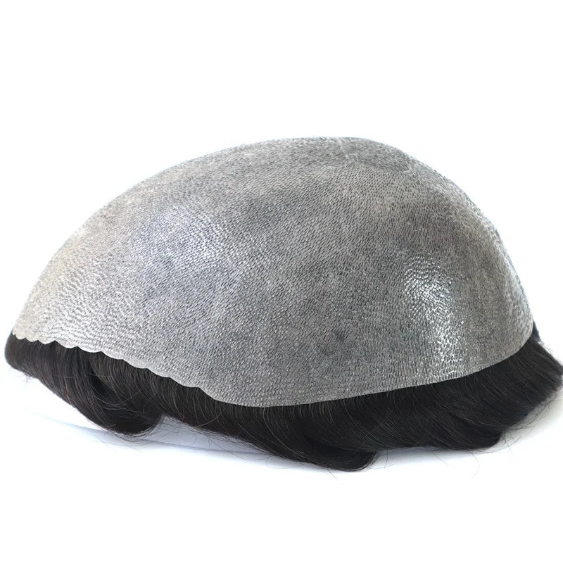 Skin V-looped  Human Hair Replacement Protese Capilar Polyskin Toupee Mens Hair Pieces System Men's Capillary Prothesis