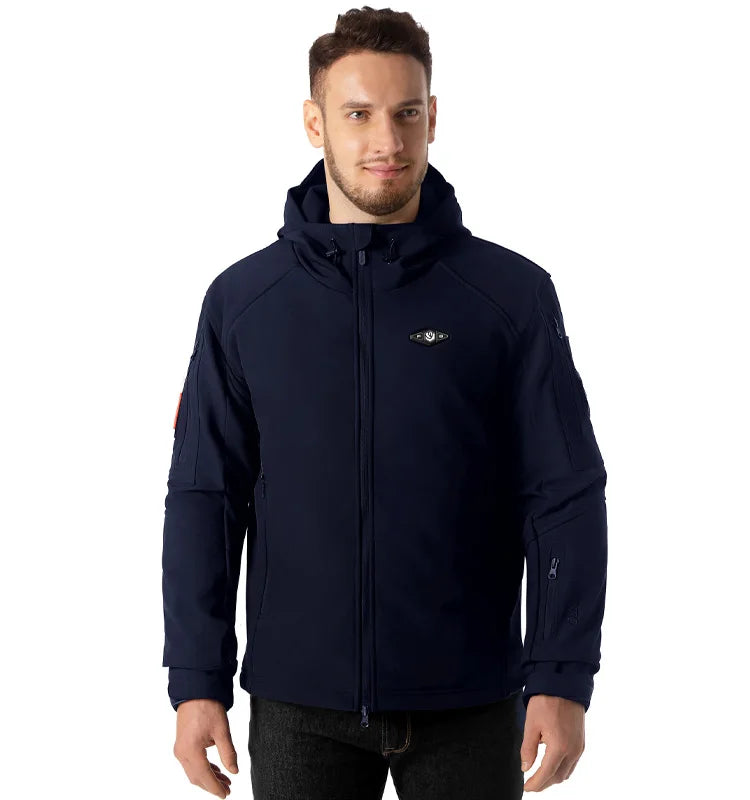 Men's Casual Winter Heated Jacket Waterproof Electric Battery Working Factory Outdoor Thermal Warm with Zipper Closure