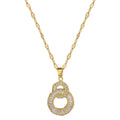 Fine Jewelry Dainty Gold Plated Bling Zircon Double Round Pendant Necklace