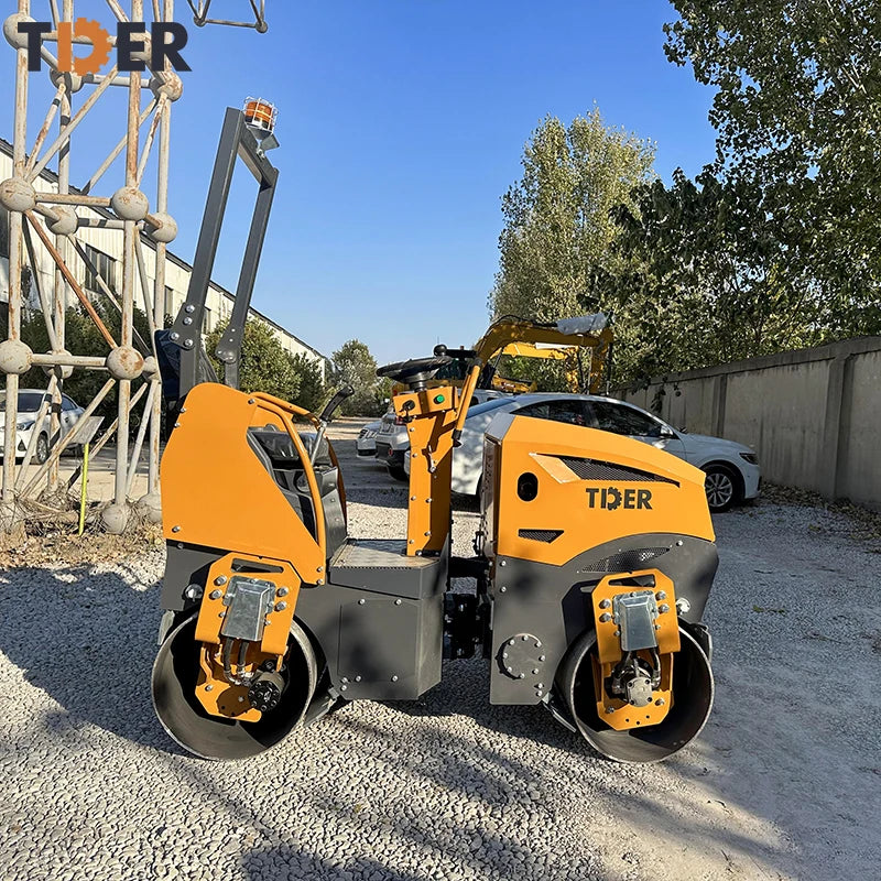 TDER Mini Road Roller Machine Vibratory Hydraulic Pump 1500kg 1.5 Ton Small Handheld Road Roller