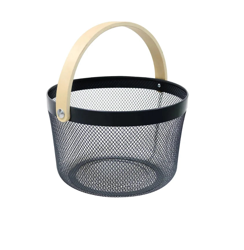 Wire Mesh Basket with Handle Egg Collecting Basket Garden Harvest Basket Kitchen Bathroom Pantry Picnic Organizer