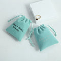 5x7cm Luxury Green Jewelry Pouches with Custom Logo Suede Velvet Small Drawstring Bag