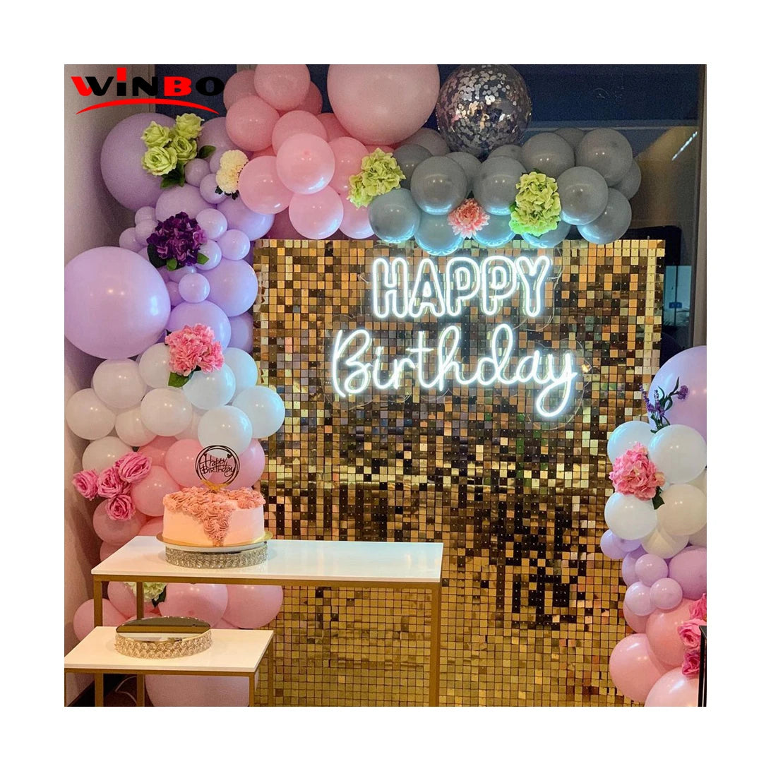 Happy Birthday Neon Sign Wall Decor for Company Name Logo Wedding Residential Party Led Light Neon Sign Custom Neon Light Sign