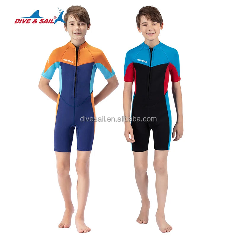 Factory Wholesale Water Sports Surf Beach Swimsuit 2.5mm SCR Neoprene Youth Kids Wetsuit Hooded