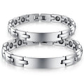 Glossy Jewelry Sliver Anti-Fatigue Health Magnet Peace Magnetic Wrap Zircon Diamond Stainless Steel Bracelet Thick Bangle