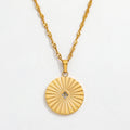 Joolim Rope Chain Dainty Zirconia Burst Circle  Round Coin Pendant Stainless Steel Necklace Jewelry Wholesale