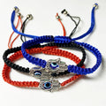Handmade Lucky Red Blue Black Rope Cord String Braided Fatima Hamsa Hand with Evil Eyes Charm Woven Bracelet Jewelry for Men