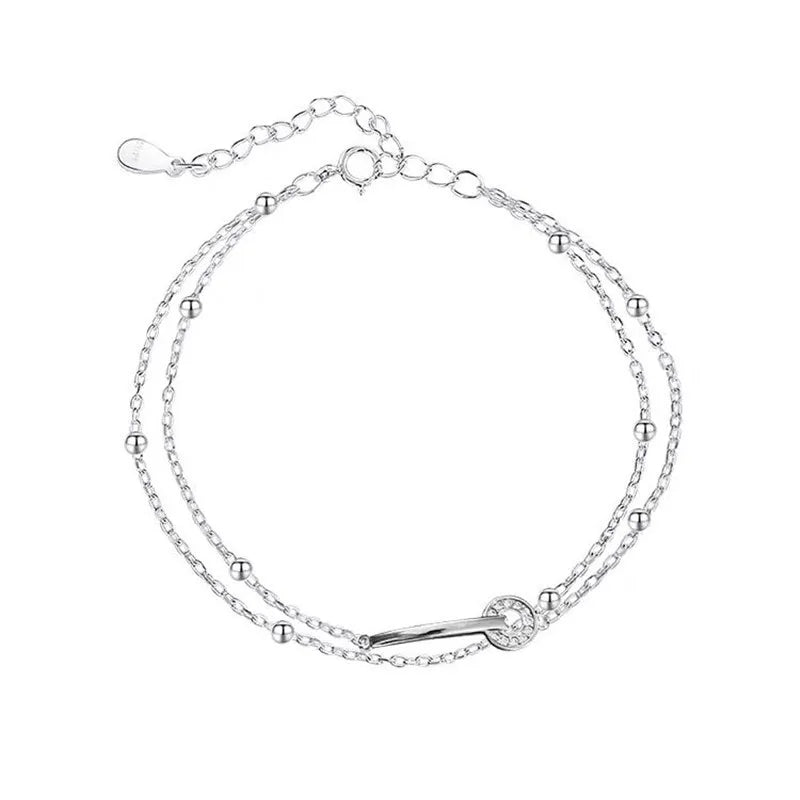 2023 New Arrival Double Layers 925 Sterling Silver Women Luxury Fashionable Bracelet Bangle