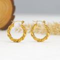 Dainty Hypoallergenic Jewelry Croissant Double Twist Rope 18K Gold Plated Stainless Steel Hoop Earrings YF2499