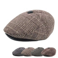 Winter Plaid Elderly Men Running Hat Earprotector Cotton Winter Hat Elderly Winter Ski Hat