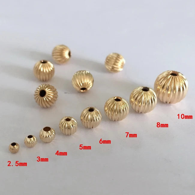 14K Gold Filled Jewelry Beads Wholesale BULK DIY Jewelry Spacer Beads Pumpkin Beads for Jewelry Making