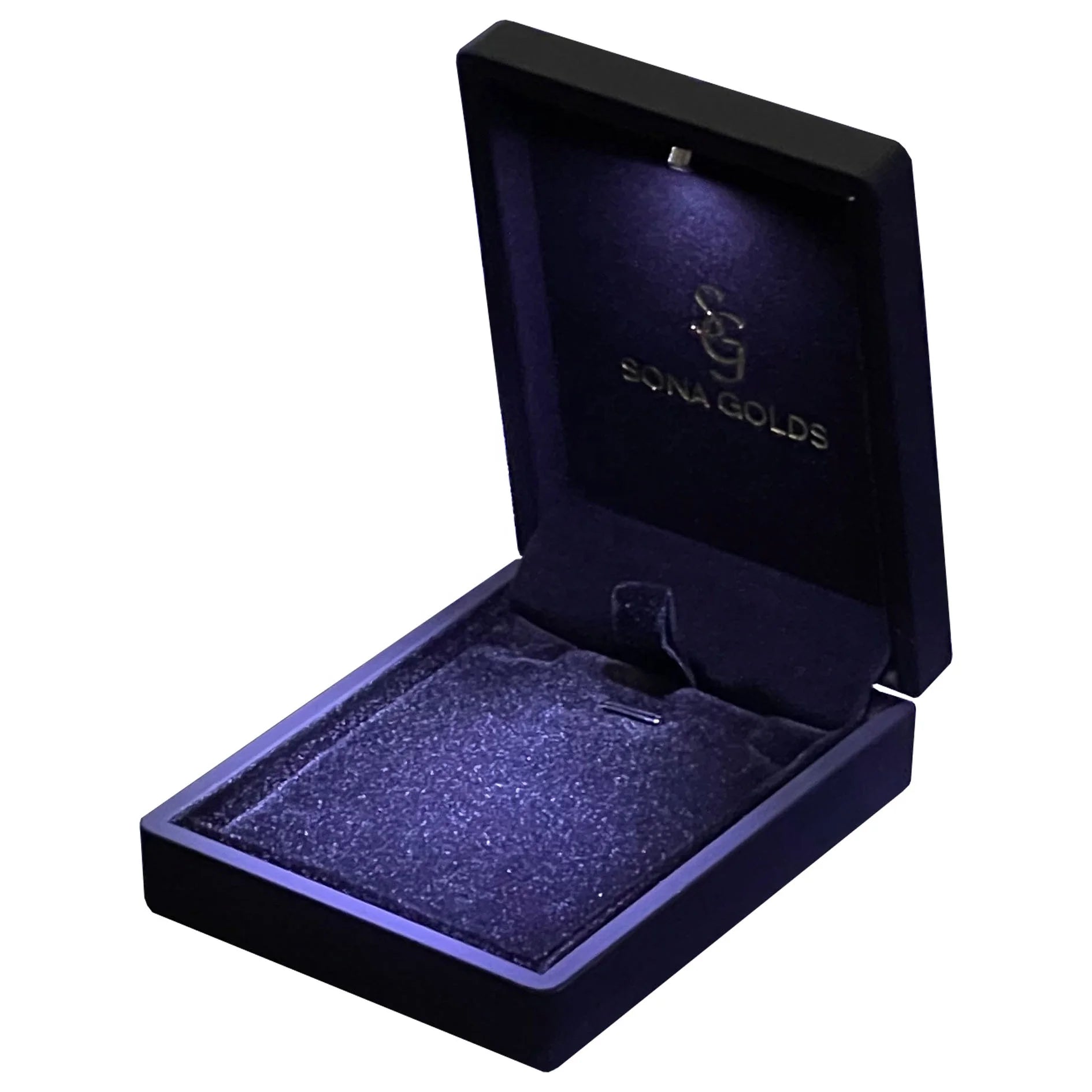 Luxury Black LED Small Necklace Box with Customized Logo-Square Shape Embossed Printing