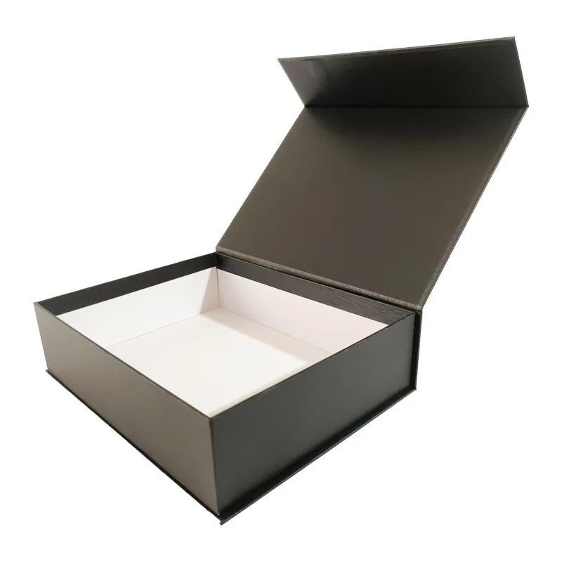 MU Wholesale Logo Flip up Box Black Paper Flat Foldable Magnetic Gift Paper Box Clothes Shoe Cosmetic Gift Box