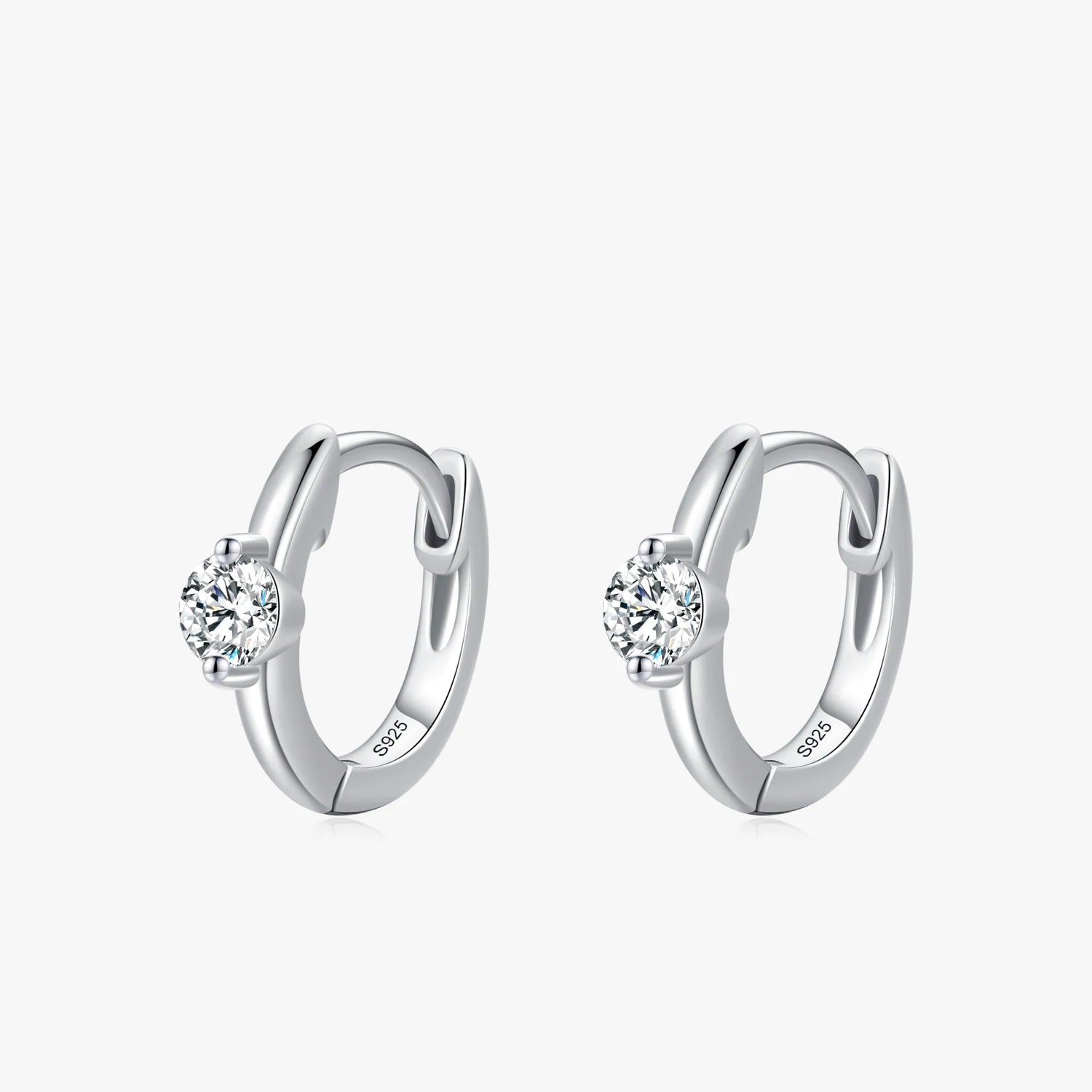 Ailmay Top Quality Real 925 Sterling Silver Elegant Round Clear Zircon Earrings for Women Statement Trendy Fine Jewelry Gift