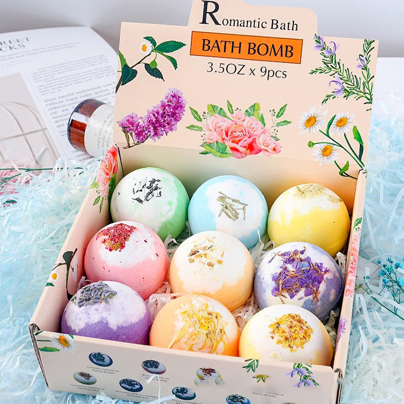 Aixin OEM ODM Custom Organic Natural Ingredients Rainbow Bath Bombs Set 6-Piece Dry Flower Double Color Balls Moisturize