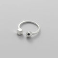 Geometric Square Round Shape Adjustable Open Minimalist 925 Sterling Silver Finger Rings Fine Jewelry for Women Girls