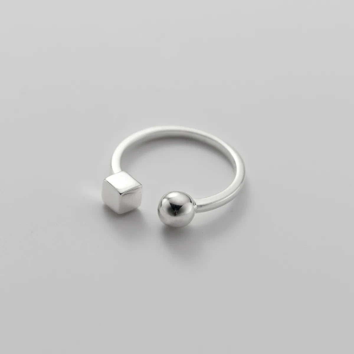 Geometric Square Round Shape Adjustable Open Minimalist 925 Sterling Silver Finger Rings Fine Jewelry for Women Girls