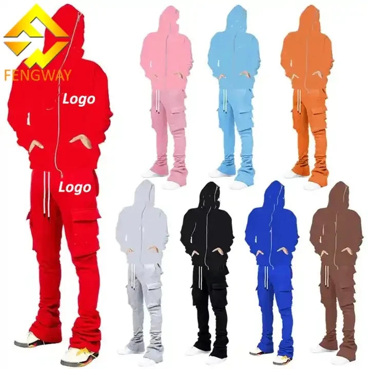 Fengway Custom Men's Cotton Hooded Sweatshirts Solid Pattern Full Face Zip up Pullover Thick Fleece Hoodies for Spring Season