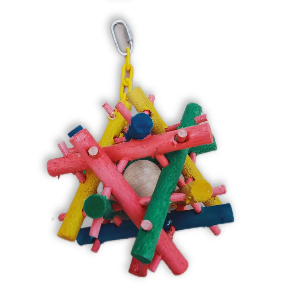Interactive Bird Craft Toys Set Eco-Friendly Wood Parrot Cage Swing Hanging Accessory Natural Materials Interactive Toys