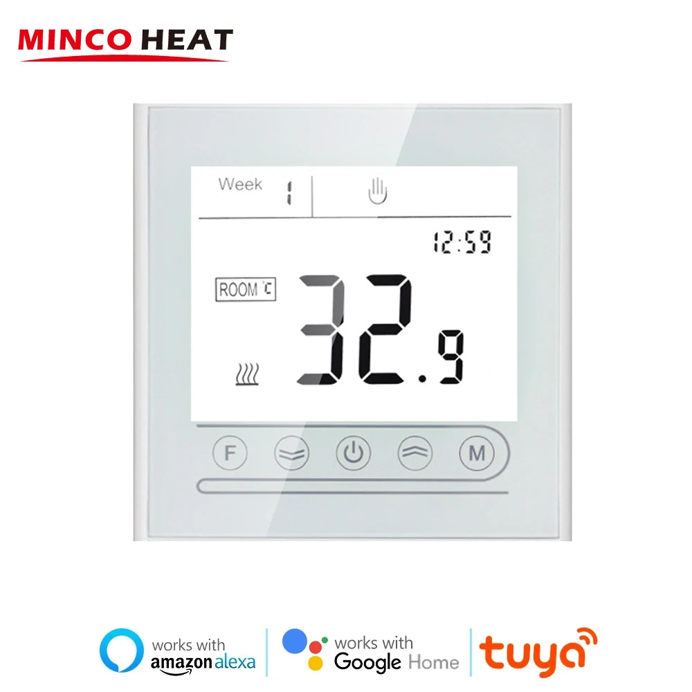 Floor Heating Thermostat Full Screen Intelligent Temperature Controller for Alexa