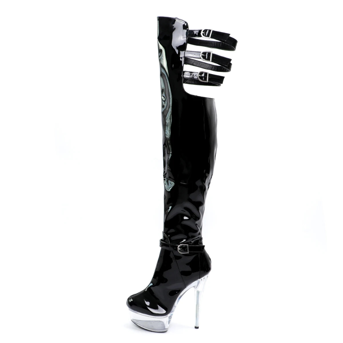Winter New Style Patent Leather Over the Knee Boots 15CM Super High Heeled Shoes 6 Inches Nightclub Pole Dancing Cross Dressing