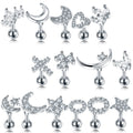 Korean Earring Girls Jewelry CZ Tragus Cartilage Piercings Ear Stud Helix Piercings Crystal Fashion Silver Conch Earring Women