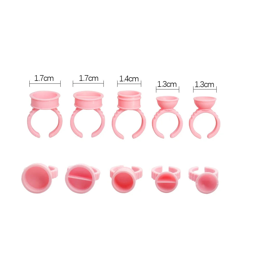347# Disposable Pink Plastic Tattoo Pigment Ring Ink Cups Holder Tools Eyelash Extension Glue Rings