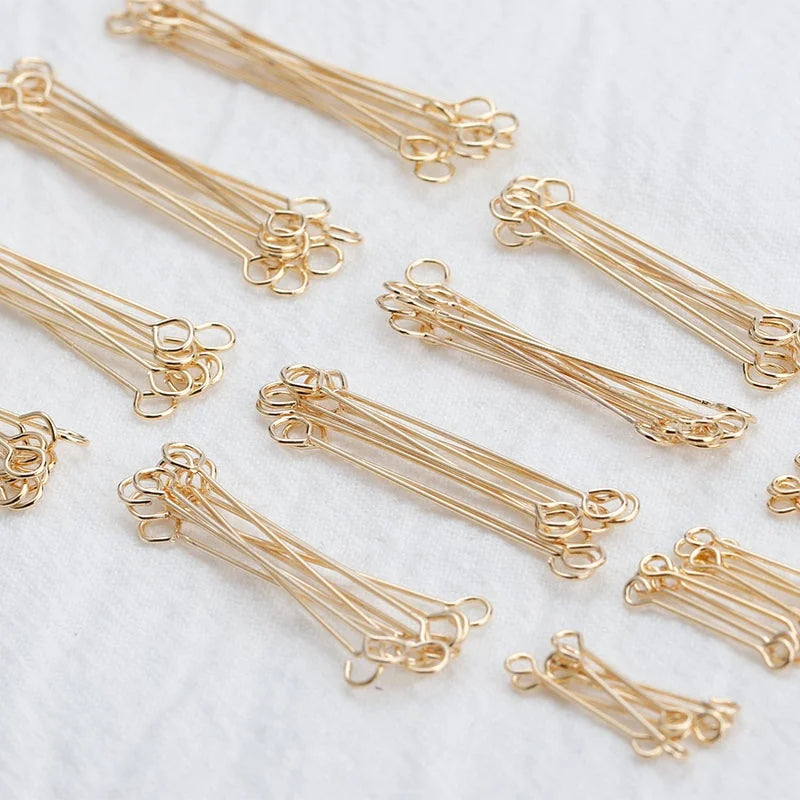 M897 Wholesale Copper Double Hole Diy Pins 18K Gold Plating Nickel Free Jewelry Making Accessories 100 Pcs/lot