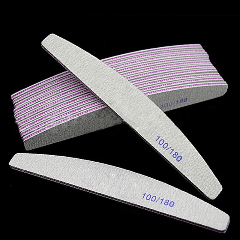 High Quality Professional Nail File Zebra Half Moon 100/180 100/100 80/80 Dual Side EVA Sponge Material Custom Logo for Salons