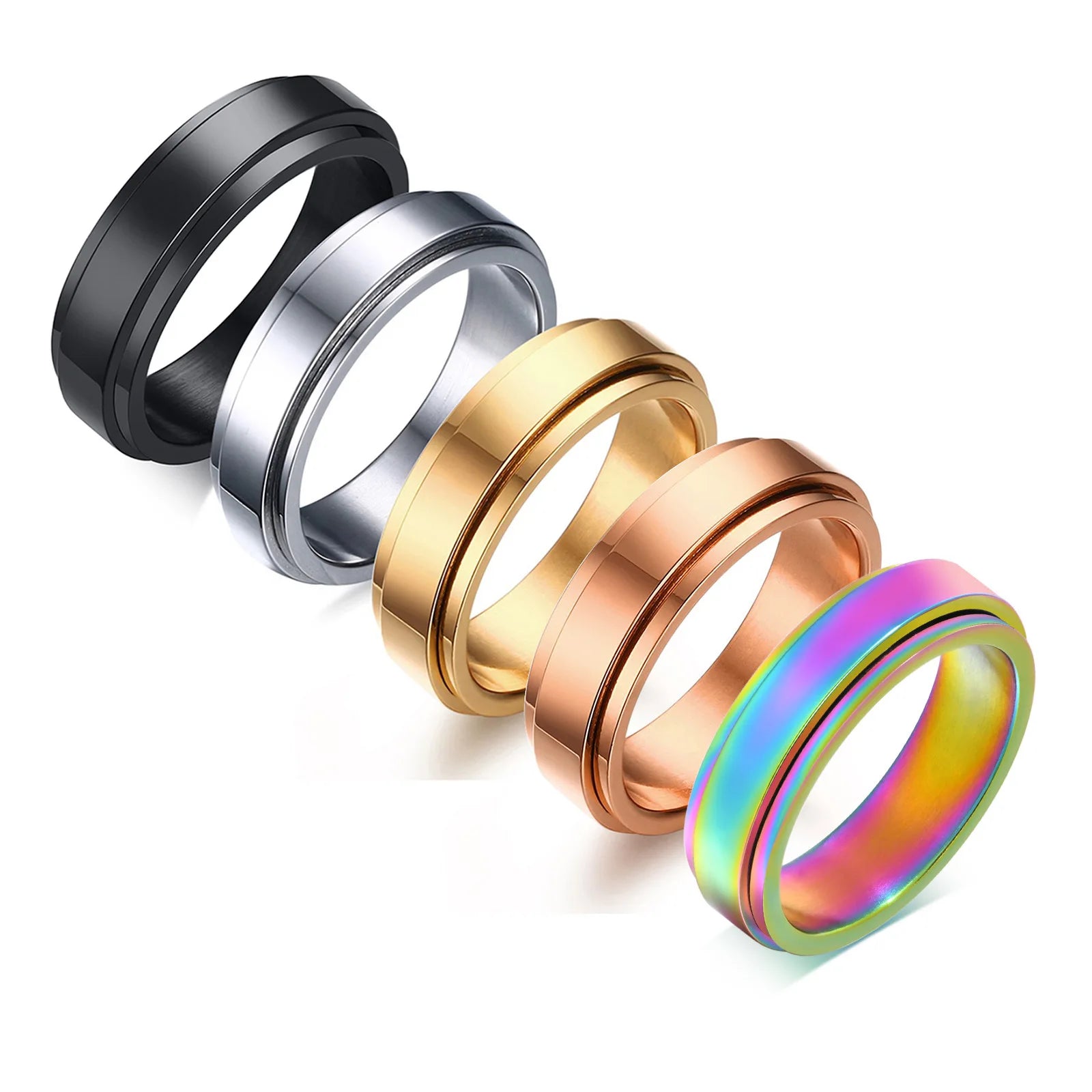6MM Simple Rotatable Stainless Steel Ring Men Ring Hot Sale Index Finger Ring for Couples